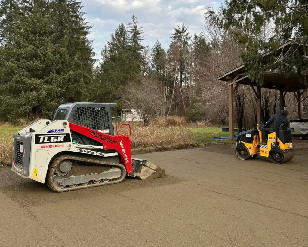 Driveway prep Skidsteer prepping a driveway
